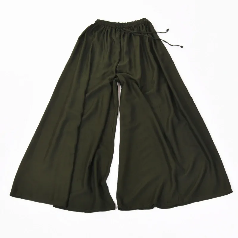 Vzdušné palazzo kalhoty z chladivé viskózy, barva khaki