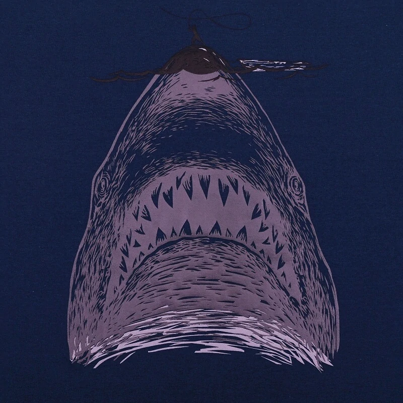 Pánské bavlněné tričko s vtipným potiskem Rybář na špičce nosu žraloka, M