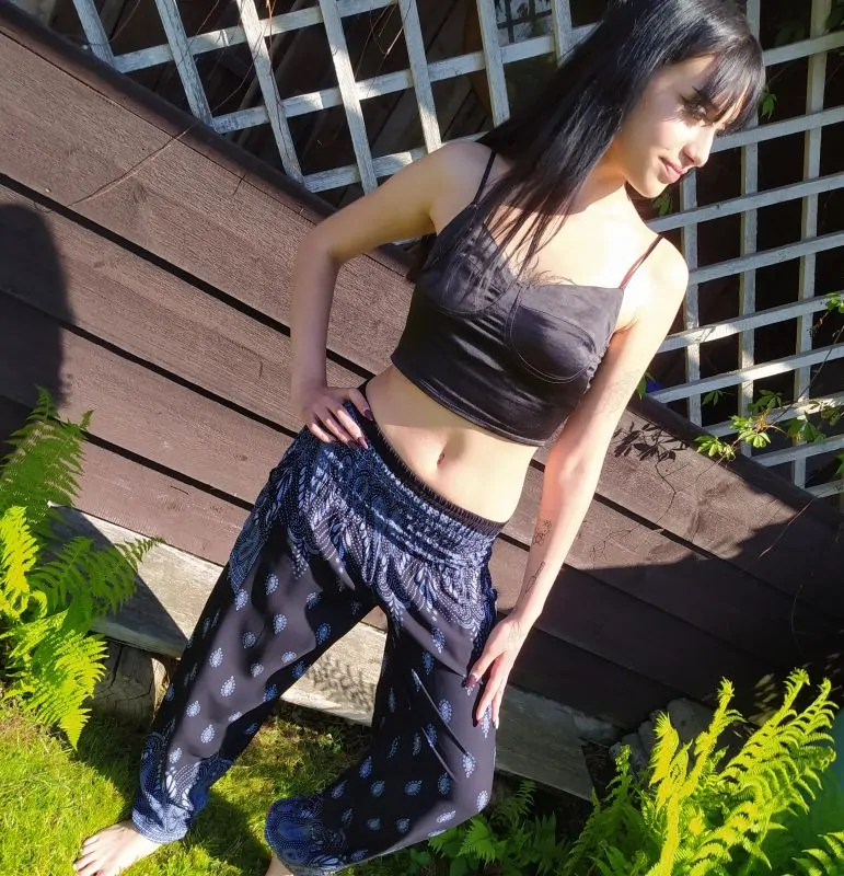 Pohodlné letní kalhoty s kapsami, barva černá