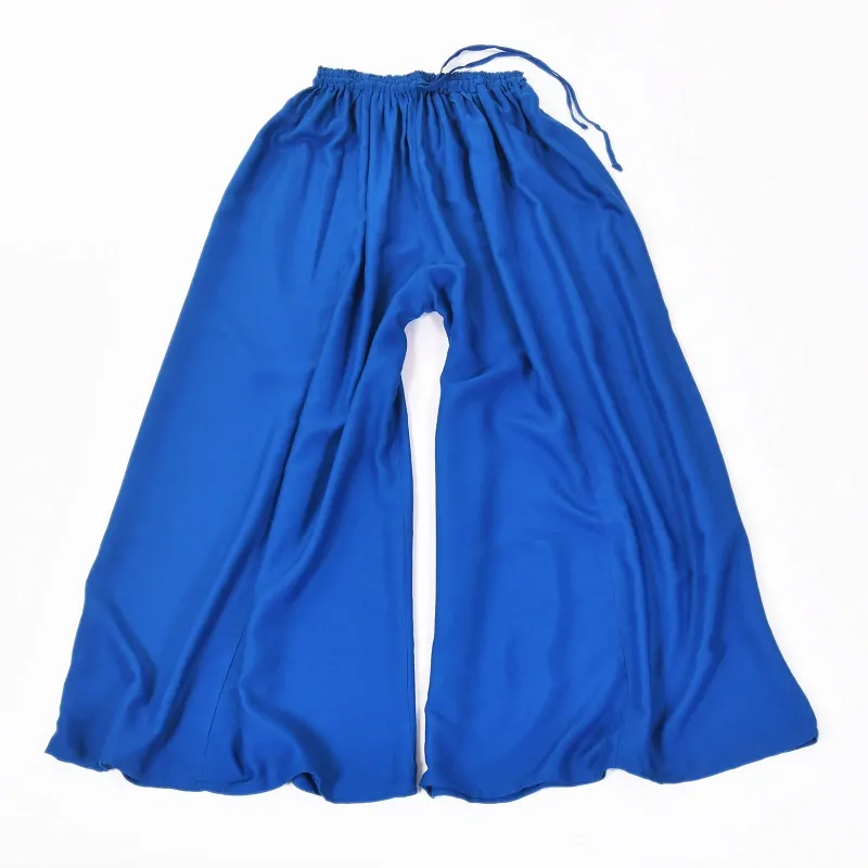 Vzdušné palazzo kalhoty z chladivé viskózy, barva modrá