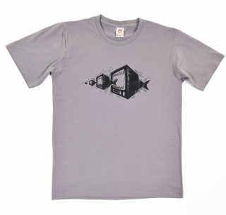 Pánské bavlněné tričko s vtipným potiskem Televize piraňa