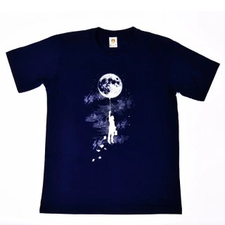 Pánské bavlněné tričko s vtipným potiskem Muž levitující s balonkem ve tvaru zeměkoule