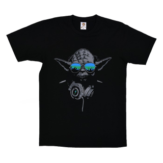 Pánské bavlněné tričko s vtipným potiskem DJ Yoda