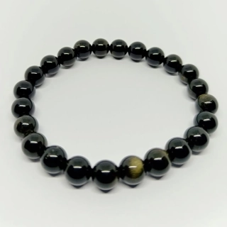 Náramek Obsidián zlatý 8 mm